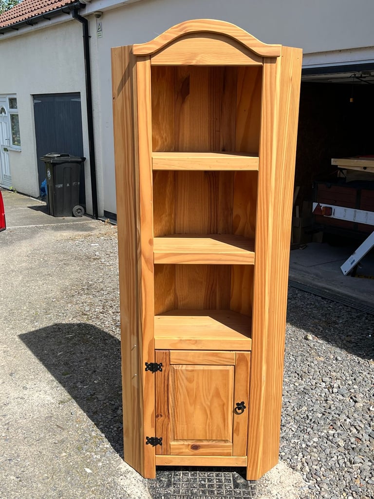 Corner cabinet pine bookshelf