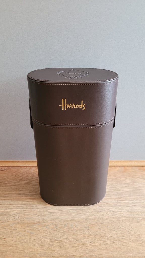 image for Genuine Harrods Brown Leather Finish holder for 2 bottles