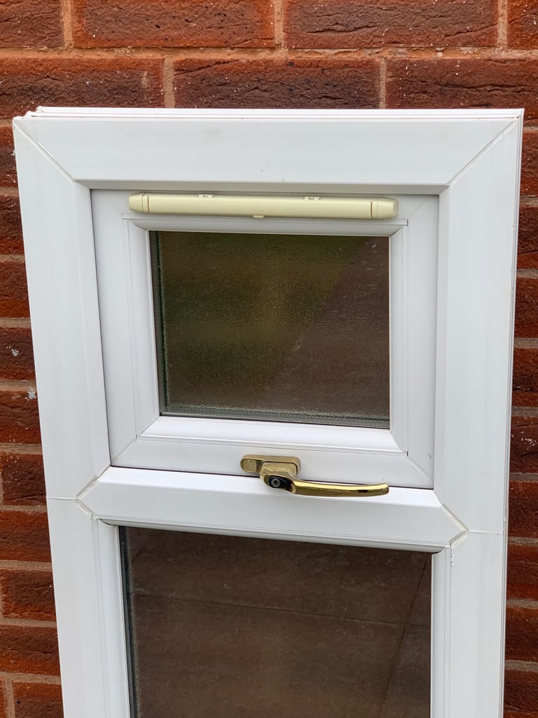 UPVC DOUBLE GLAZED BATHROOM WINDOW WITH TOP OPENER 48.5cm WIDE 113.5cm HIGH