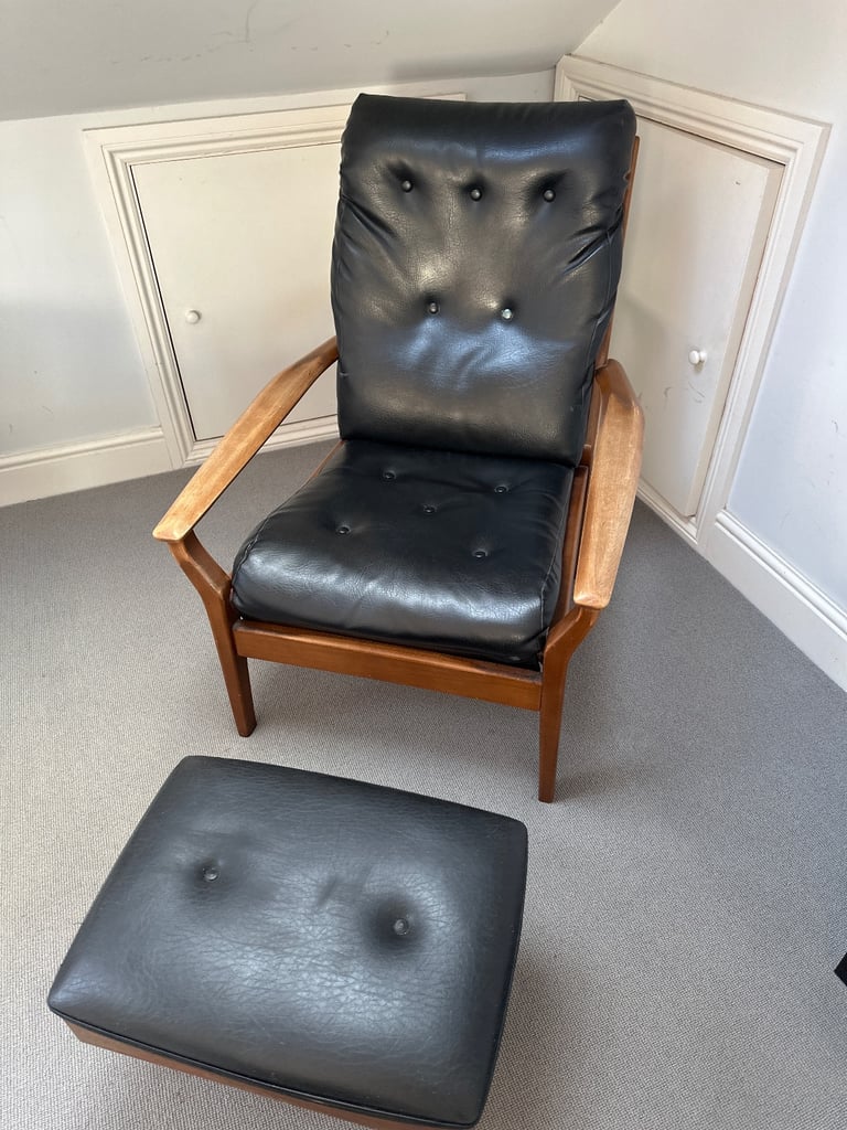 image for Armchair and footstool Mid century 