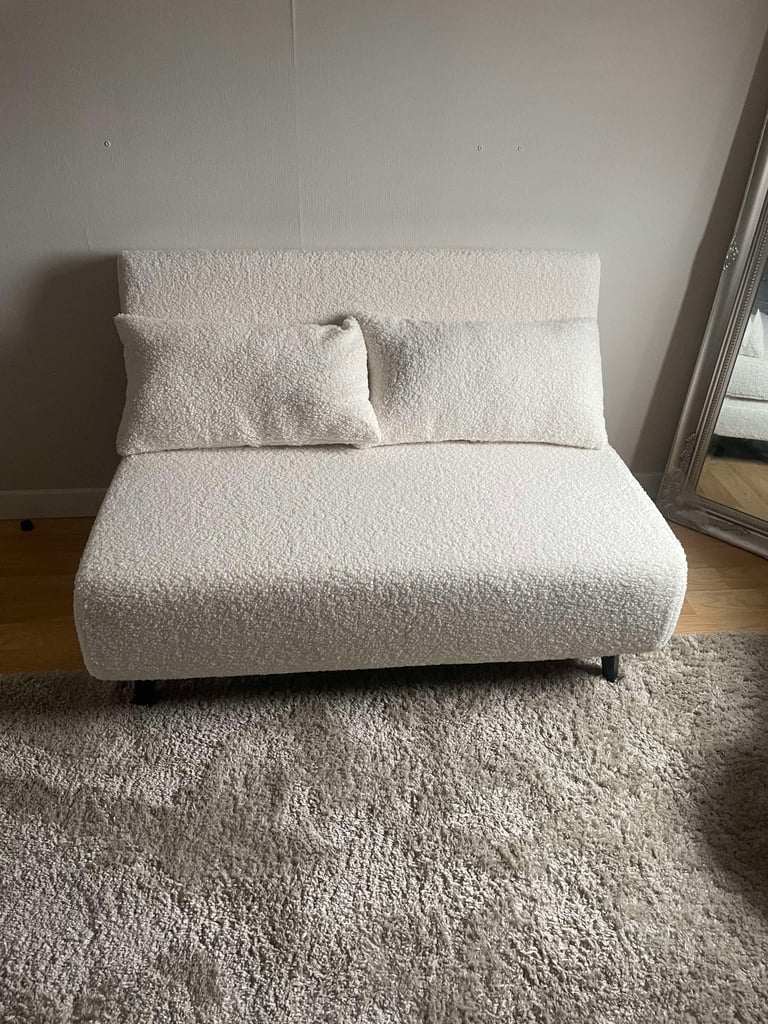 image for Double white boucle sofa bed