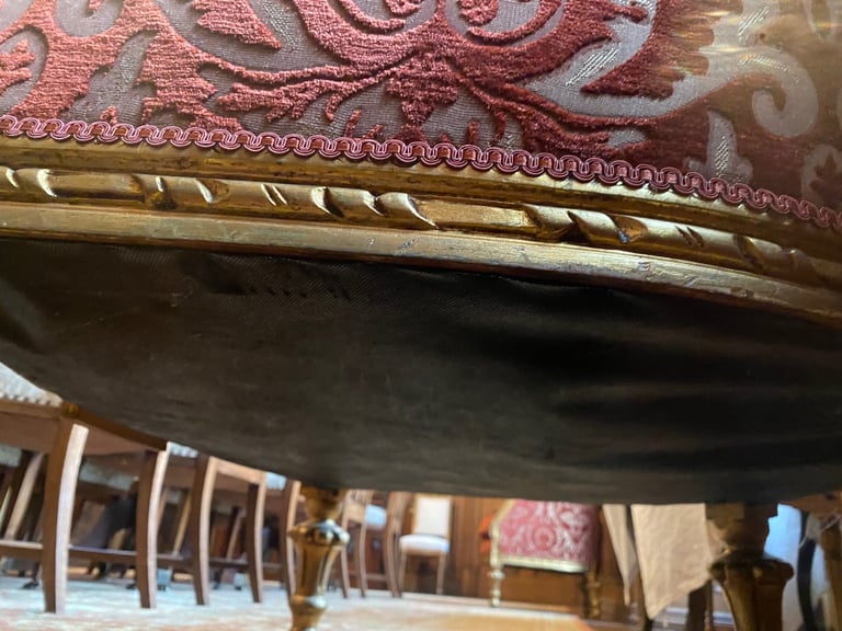 Pair of red gold French Louis XV luxurious armchairs 