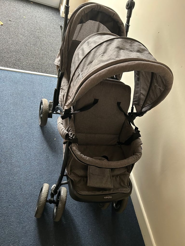 BABY JOY Double Baby Stroller with Adjustable Backrest and Safety Features
