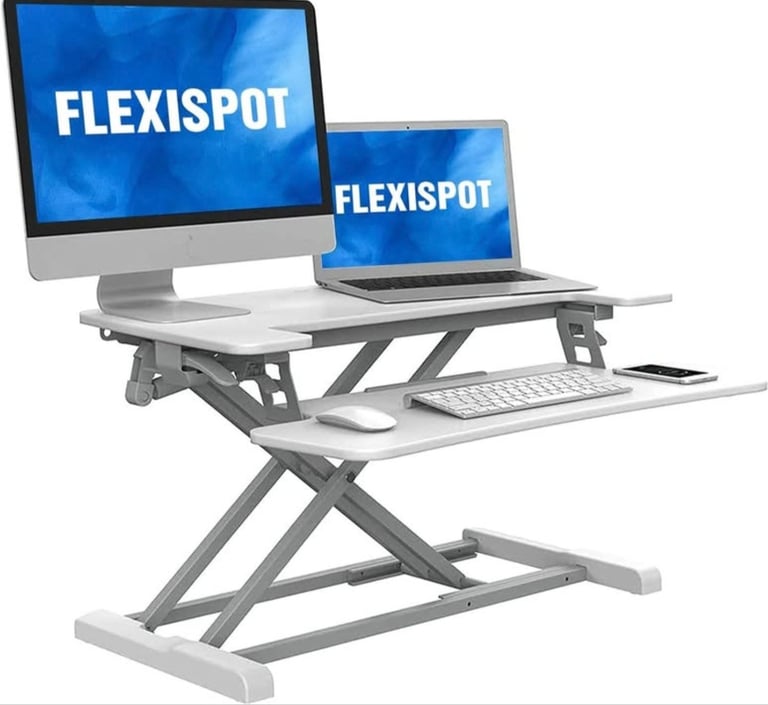 image for Like New: FLEXISPOT WHITE Sit/Stand Desk Converter M17MW 