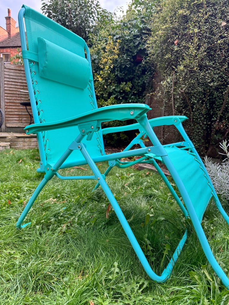 Argos Home Folding Metal Zero Gravity Sun Lounger – Teal