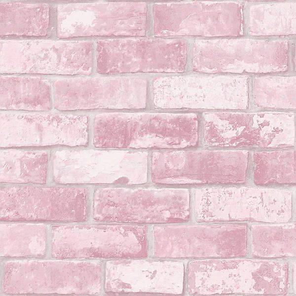 Pink Glitter Brick Wallpaper – Feature Wall, Modern Textured Roll 10m