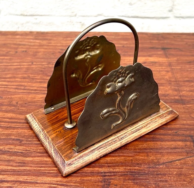 Antique brass letter magazine rack desk cabinet hall industrial antique vintage arts and crafts