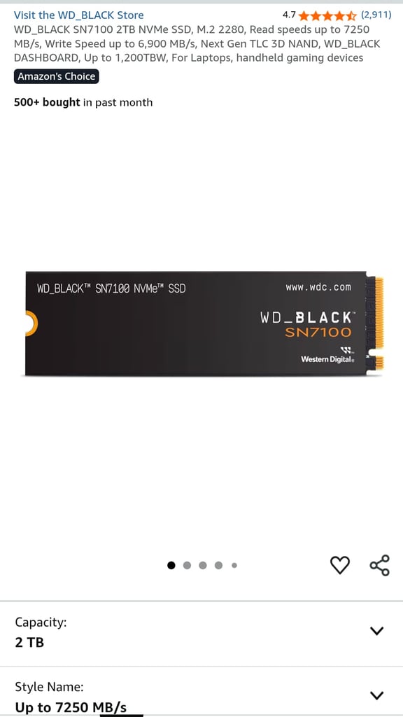image for WD Black 2tb NVMe m.2
