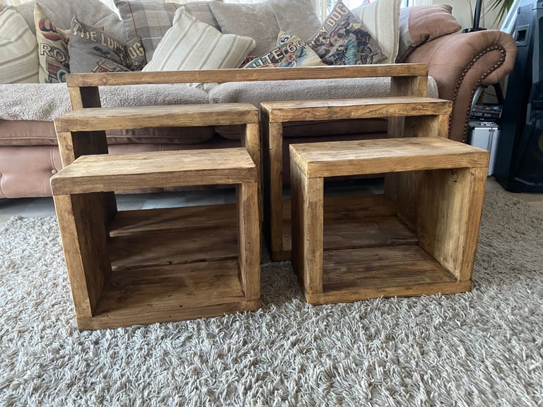 Double nest of tables Rustic, Hand Made reclaimed wood country cottage