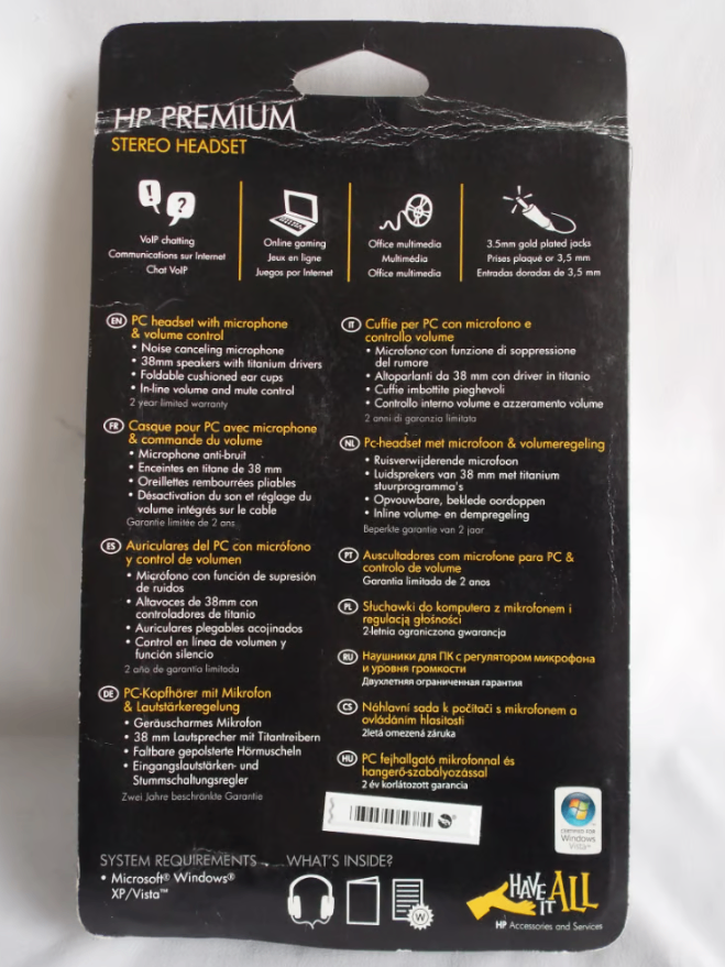 Hewlett-Packard HP RF823AA Premium Stereo Headset NEW Headphones