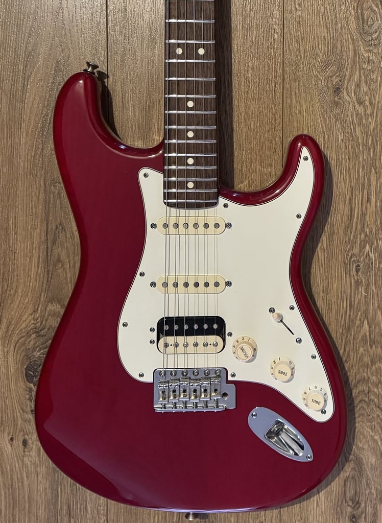 Fender GC USA Stratocaster Pro HSS – Crimson Red Transparent - Trades