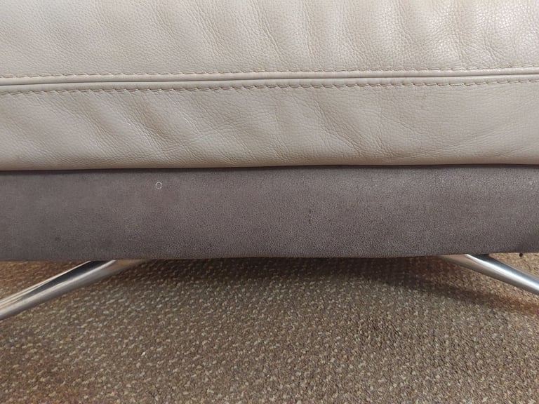 image for Grey leather foot stool