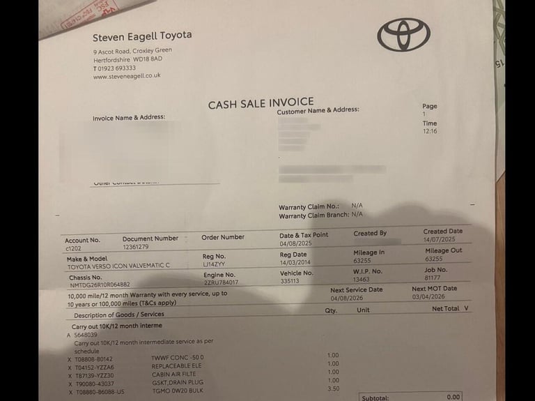 2014 Toyota Verso 1.8 V-Matic Icon MPV 5dr Petrol Multidrive S Euro 5 Euro 5 (147 ps) MPV Petrol ...