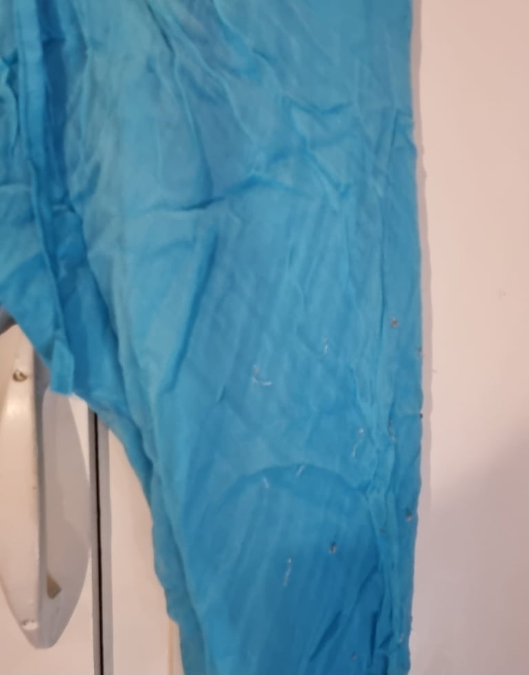 New.Light blue churidar kameez, jacket, scarf sequin embroidered wedding party asia. Asian dress