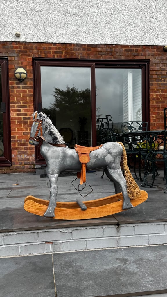 image for Vintage antique wooden painted rocking horse