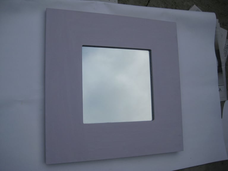 image for Square Wall Mirror in Lavender Wooden Surround for £5.00