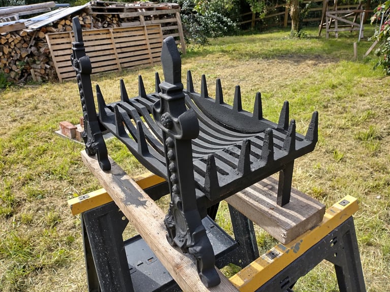 Cast Iron Fireback and Dog Grate