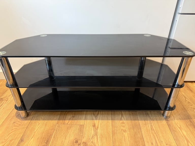 image for Tv Stand glass with chrome frame 