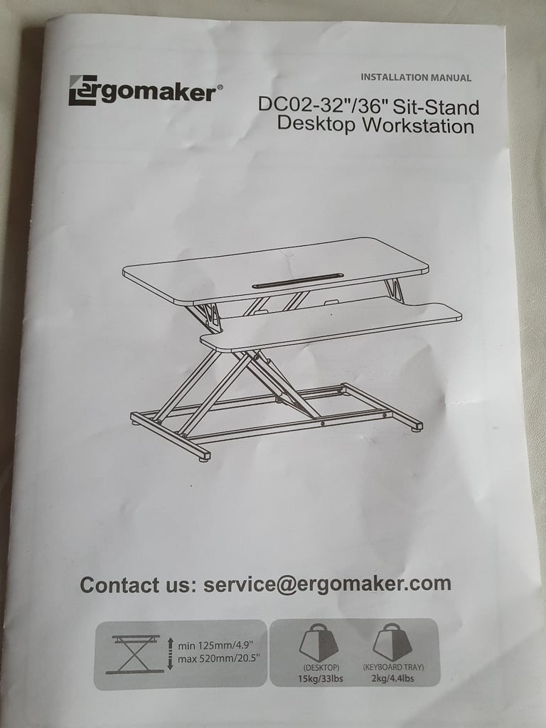 ERGOMAKER Standing Desk Converter, 36"/91cm Wide. RRP.£140