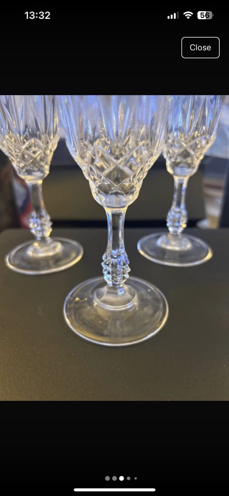 Set of 5 lead crystal champagne flutes