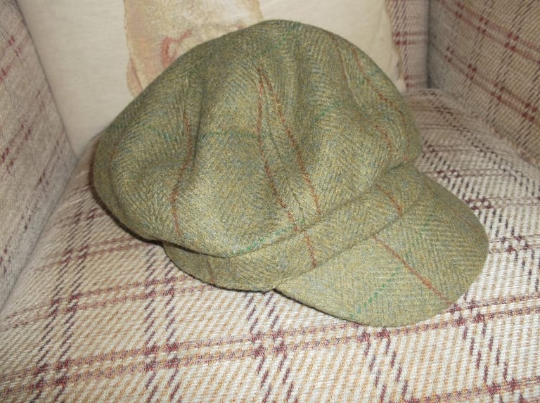 image for Ladies Hawkins Country Collection Lovat Green Tweed Check Bakers Boy Cap Size 7  57 cms.
