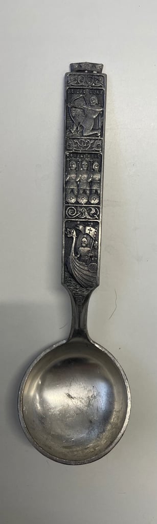 image for Konge Tinn Pewter Spoon Viking Ship Design 