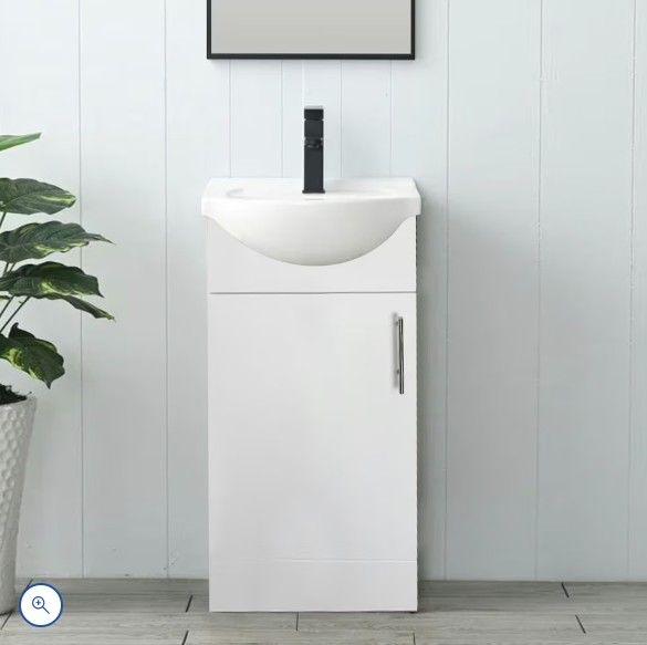 image for Home Treats 450 Vanity Unit Furniture, Ceramic Wash Basin Sink, Storage Cabinet