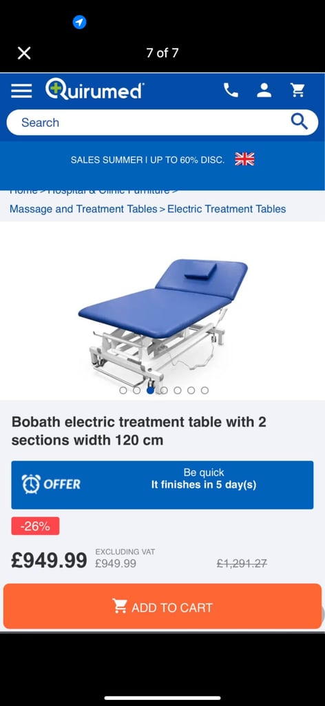 Bobath Large electrical medical physio Bed 