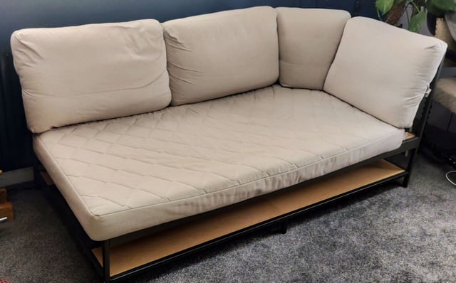 IKEA Ekebol Corner Sofa, Oatmeal, Removable Cushions, Metal Frame