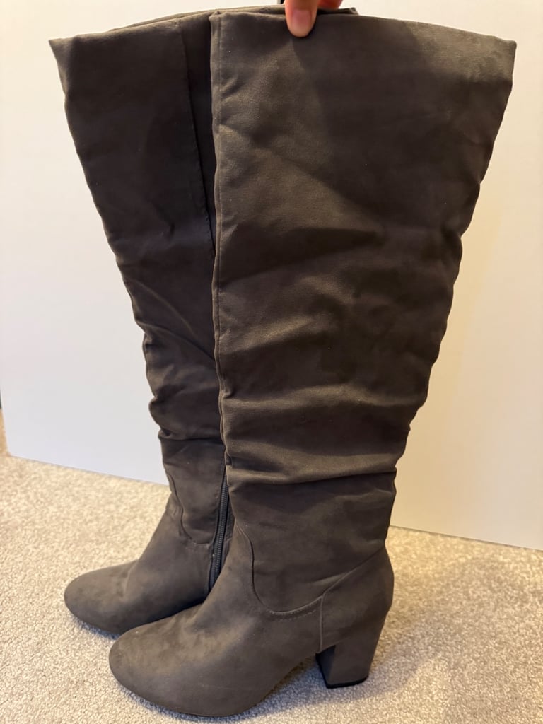 Grey Suede Boots   