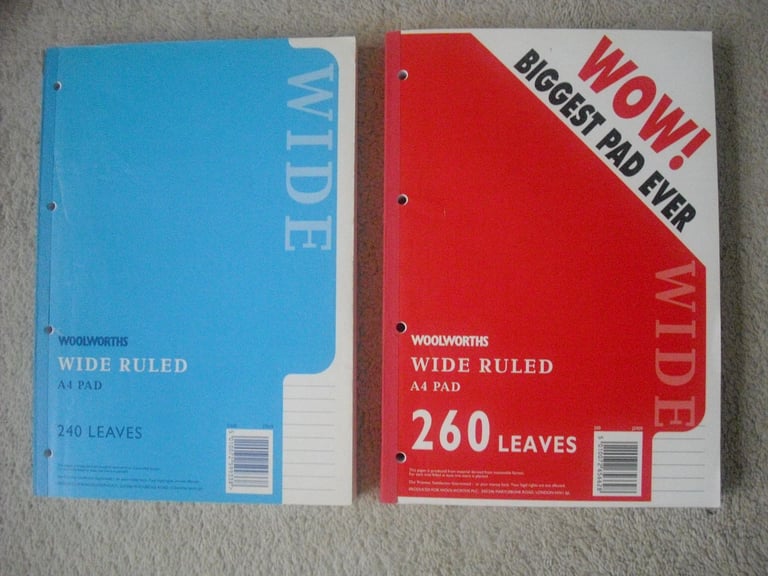 image for 2 x  wide ruled work/ exersize books 260 pages A4 size 