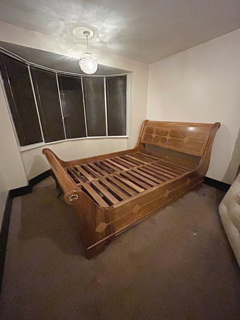 Solid Hardwood Sleigh Bed + Optional Matching Mirror