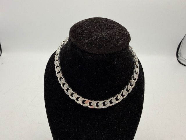 8.75" Sterling Silver Square Curb Chain Bracelet