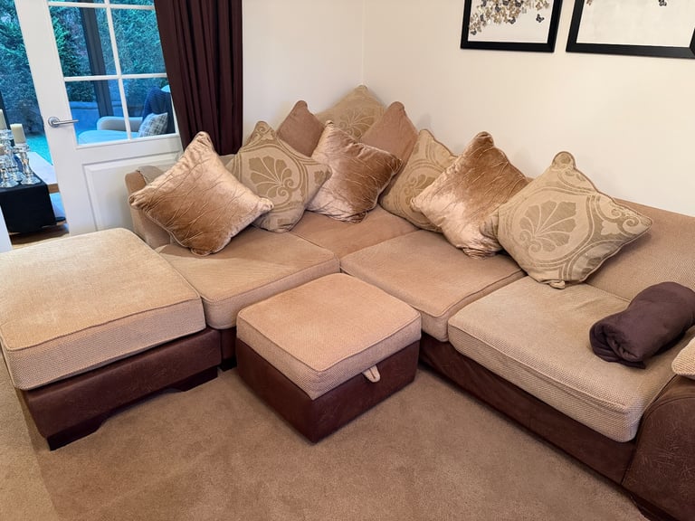 Caramel & Brown L-shaped Sofa 