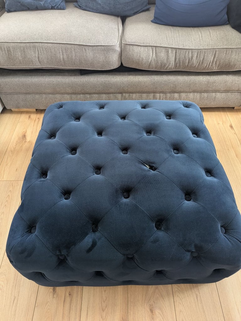 MADE HAMPTON VELVET POUFFE FOOTSTOOL