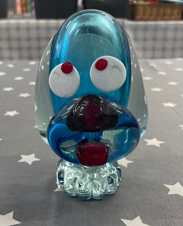 image for Murano Blue Glass Dog Head Figure 