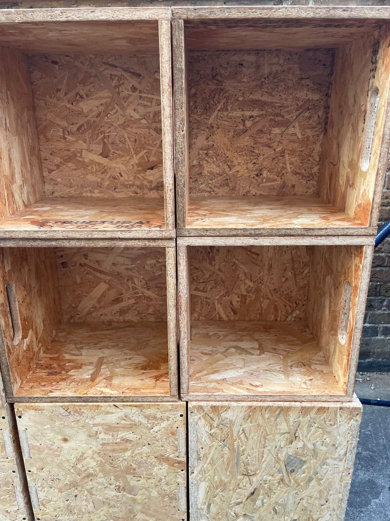 Wooden OSB Storage Cube Box Ior 12" Vinyl LP Records - Used Collect Only Price Per Unit