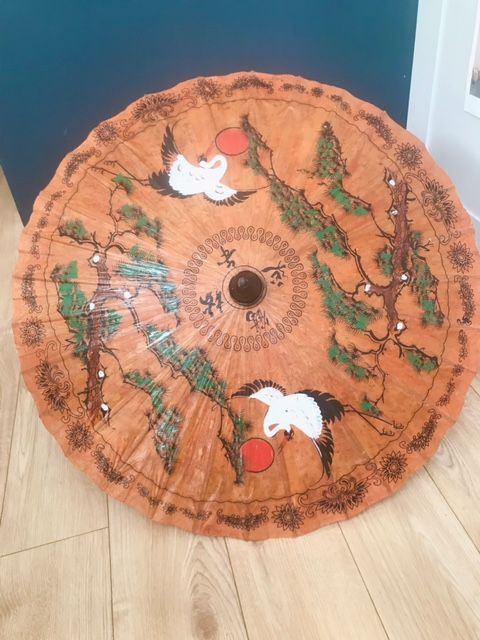 image for VINTAGE RICE PAPER PARASOL, BAMBOO, ORIENTAL, UMBRELLA 