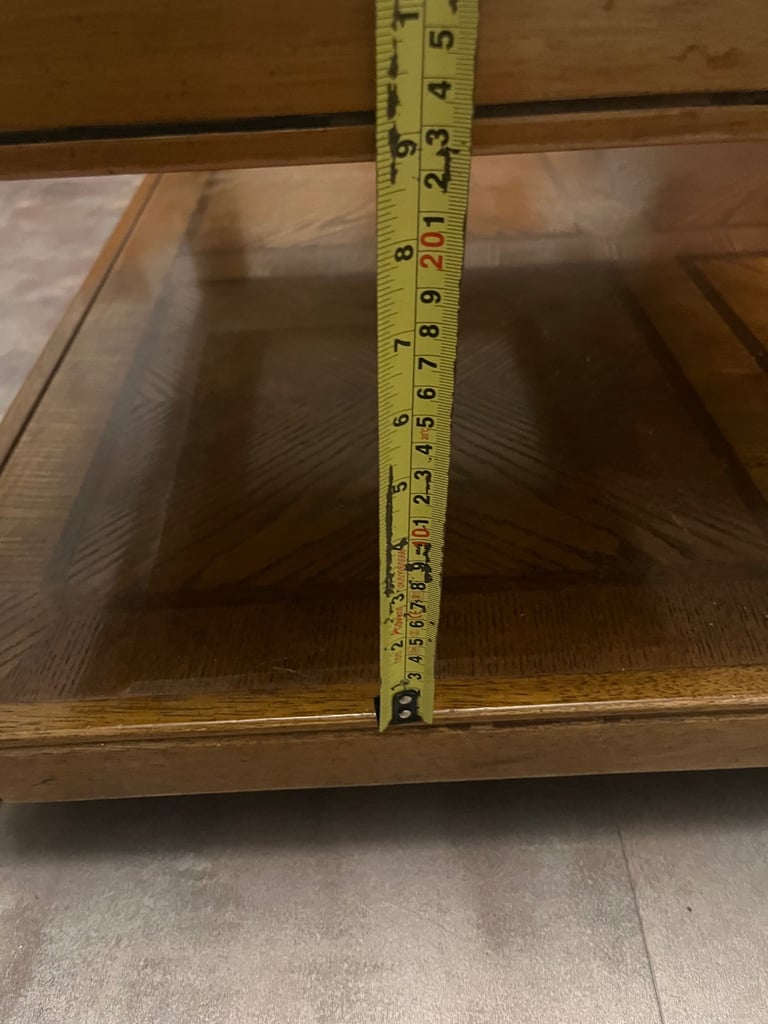 Square polished wooden/glass coffee table 