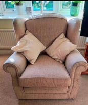 Coral 2 seater sofa & cream/ beige armchair 