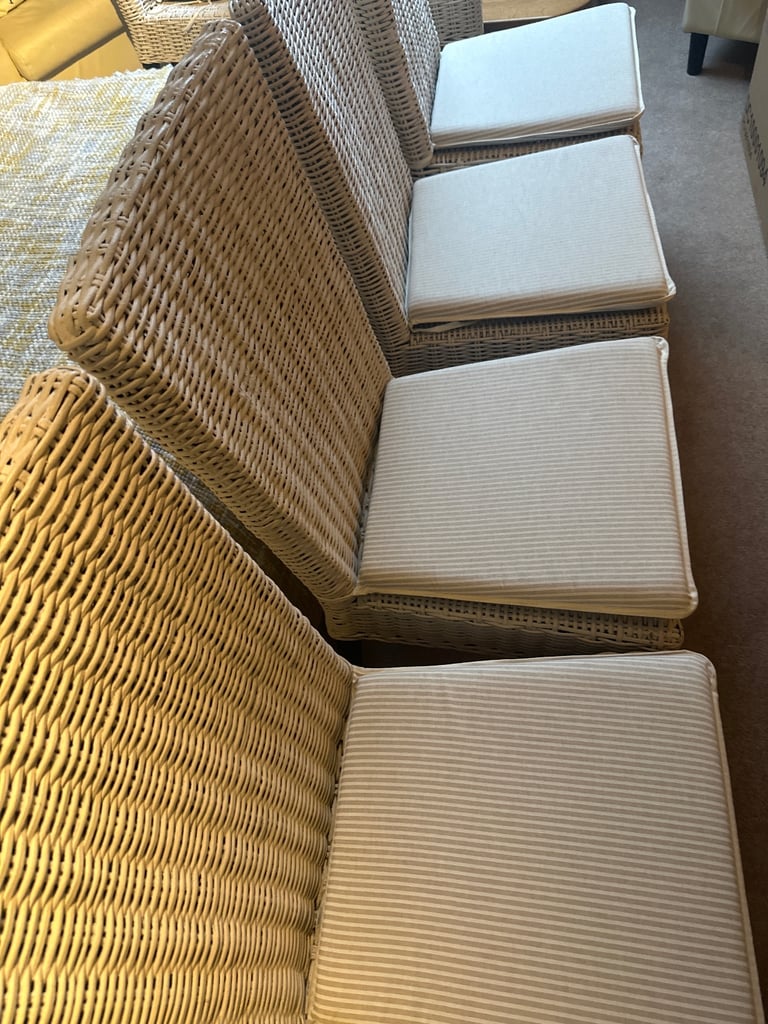 Hand painted wicker dining chairs