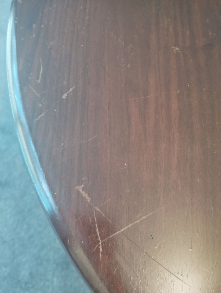 Vintage Demi Lune Half Moon Table in Dark Solid Wood 