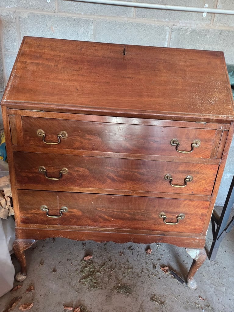 Vintage writing bureau with three drawers