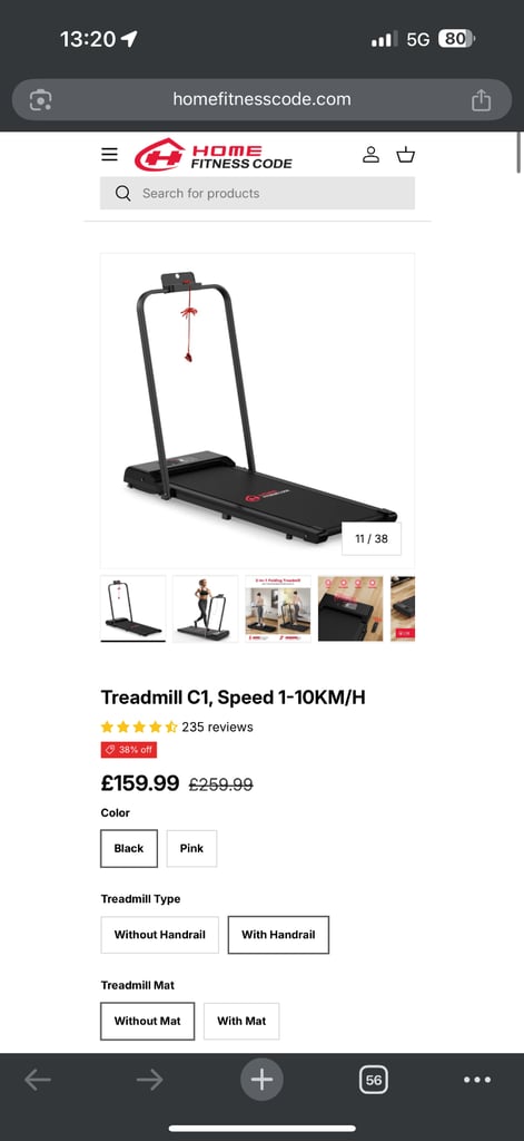 Home Fitness Code Treadmill C1, Speed 1-10KM/H