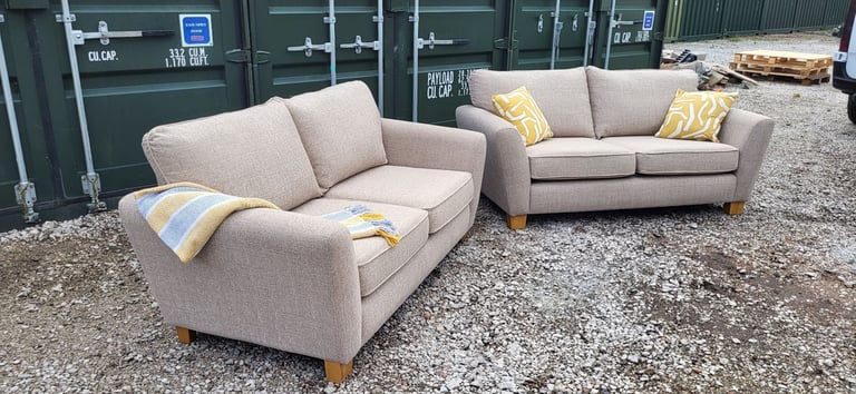 Beige 3 seater sofas x 2 DELIVERY AVAILABLE