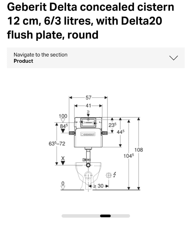 Geberit 12cm Delta concealed cistern