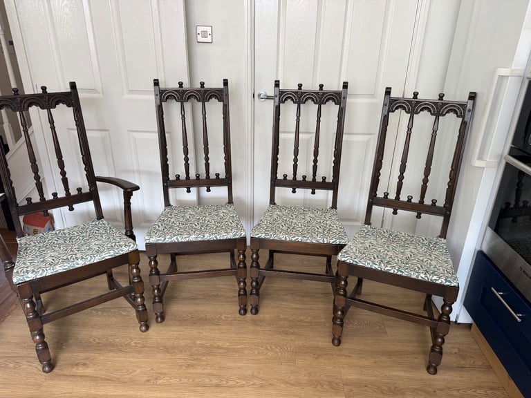 Ercol Dining Chairs set 4 William Morris Seat Pads