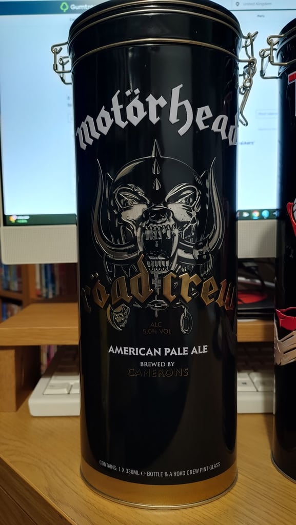 Motorhead 'Road crew' & Iron Maiden 'Trooper' Beer containers (Empty)