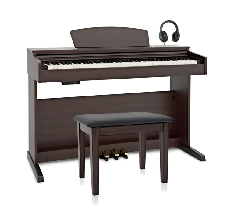 DP-10X Digital Piano by Gear4music + Piano Stool Pack, Dark RW