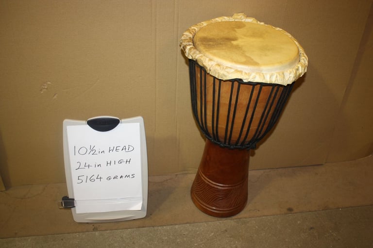 image for African Wooden Djembe Drum 10.1/2in Head x 24in High ~ Weight 5164 Grams ~ £75 ono